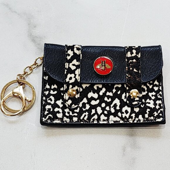 Gucci Vintage Bee Button Adorned Card Case Key Chain/Ring - Picture 1 of 6